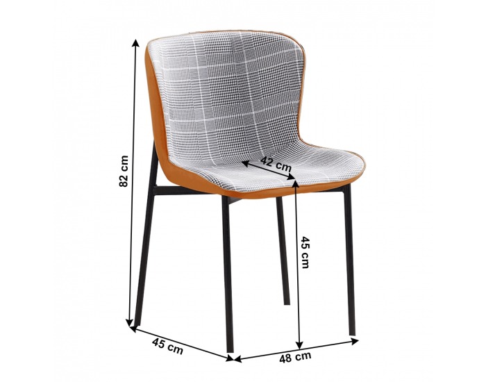 Jedálenská stolička Adiana - sivobiele káro / camel / čierna