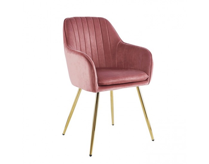 Jedálenské kreslo Adlam New - ružová (Velvet) / zlatá