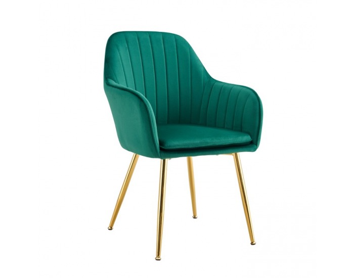 Jedálenské kreslo Adlam New - smaragdová (Velvet) / zlatá