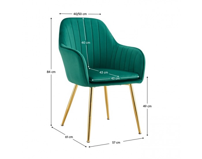 Jedálenské kreslo Adlam New - smaragdová (Velvet) / zlatá