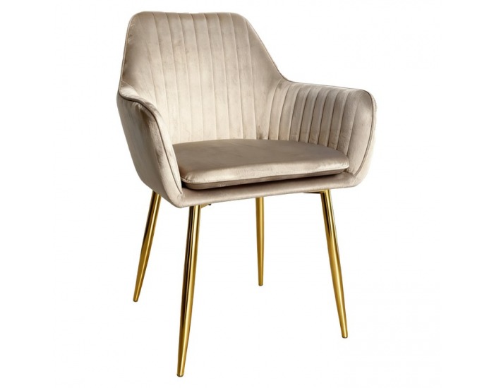 Jedálenské kreslo Adlar - sivohnedá (taupe) Velvet / zlatá