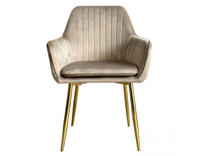 Jedálenské kreslo Adlar - sivohnedá (taupe) Velvet / zlatá