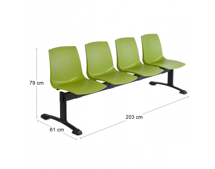Plastová lavica (4-miestna) do čakární Adon 4 - svetlozelená / čierna