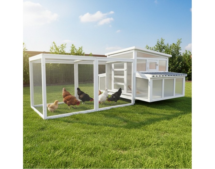 Kurník pre sliepky Adrio - biela / sivá