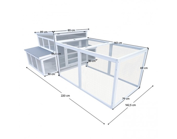Kurník pre sliepky Adrio - biela / sivá