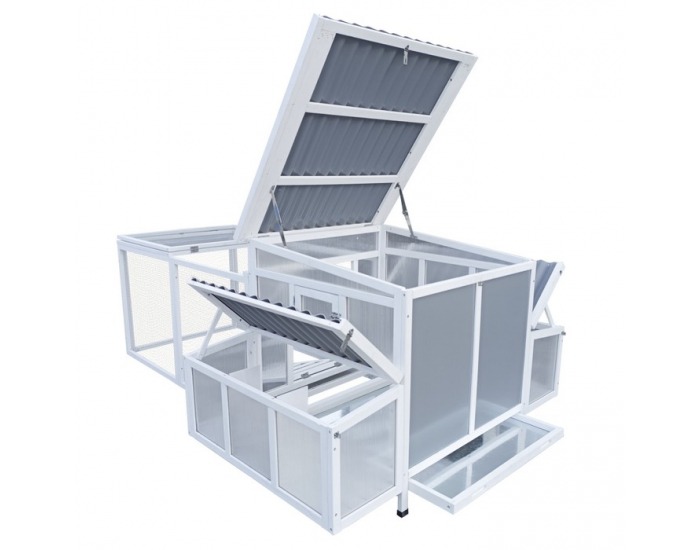 Kurník pre sliepky Adrio - biela / sivá