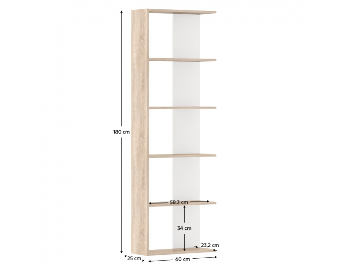 Regál Agatio - dub sonoma / biela