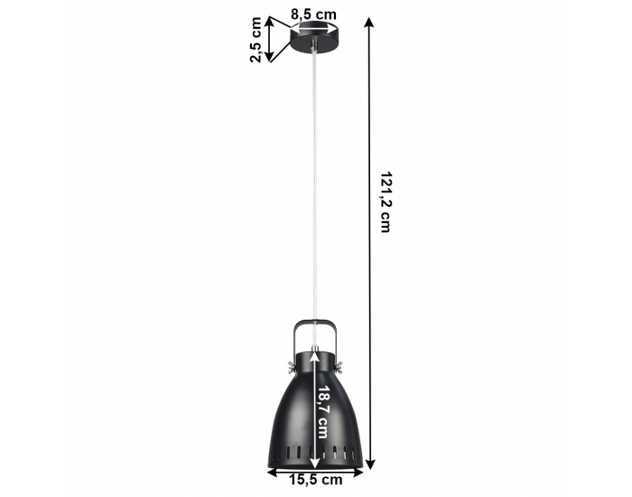 Visiaca lampa Aiden Typ 3 - čierna