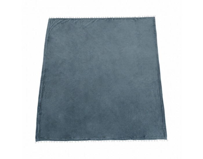 Plyšová deka s brmbolcami Akra 130x150 cm - modrá