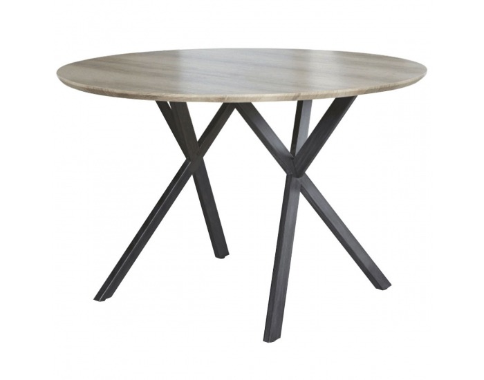 Okrúhly jedálenský stôl Akton - sivý dub / čierna