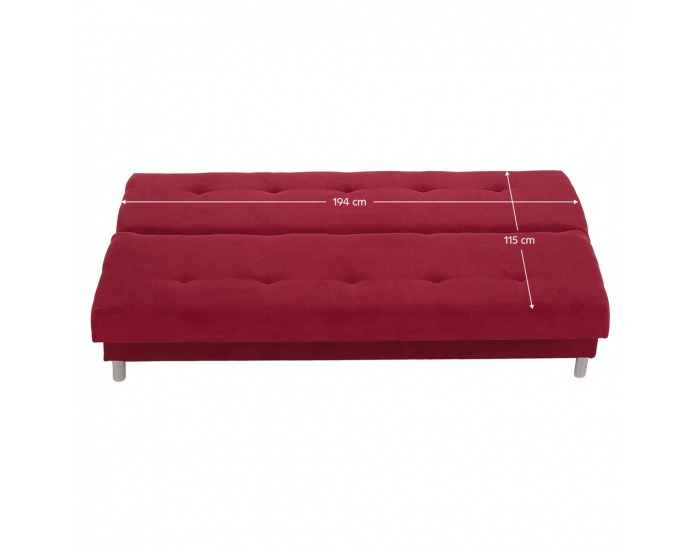 Rozkladacia pohovka s úložným priestorom Alada - červená