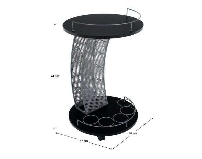 Servírovací stolík na kolieskach Aladar New - čierna / strieborná