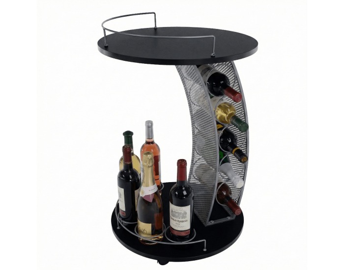 Servírovací stolík na kolieskach Aladar New - čierna / strieborná