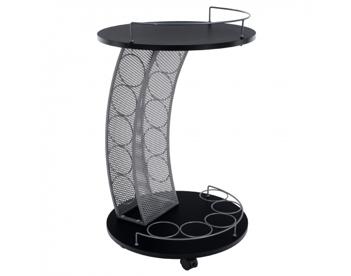 Servírovací stolík na kolieskach Aladar New - čierna / strieborná