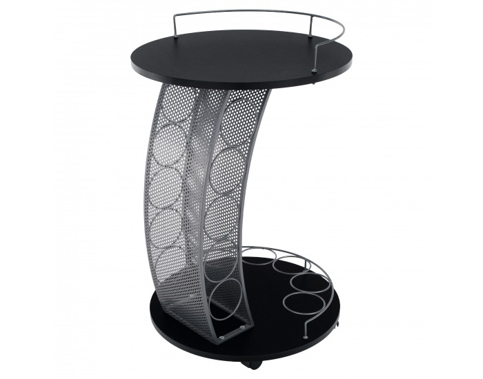 Servírovací stolík na kolieskach Aladar New - čierna / strieborná