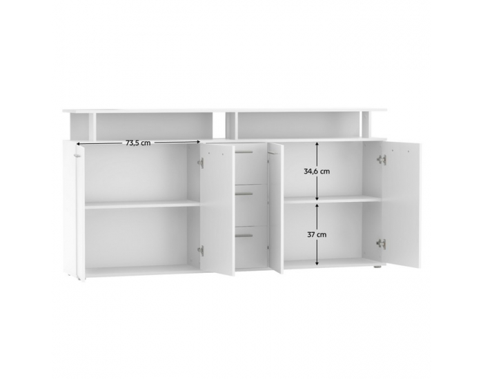 Štvordverová komoda so zásuvkami Albi - biela