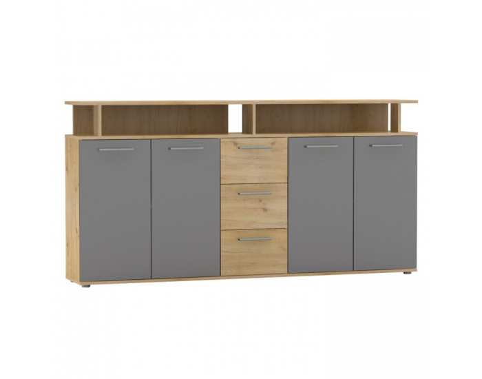 Štvordverová komoda so zásuvkami Albi - dub artisan / grafit