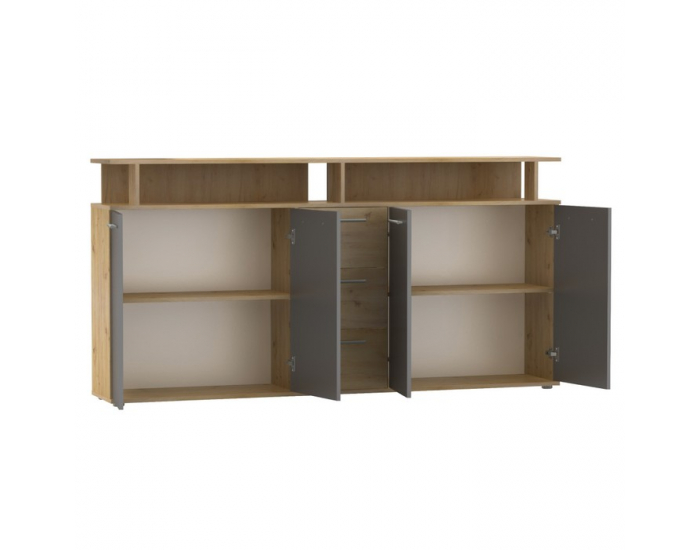 Štvordverová komoda so zásuvkami Albi - dub artisan / grafit