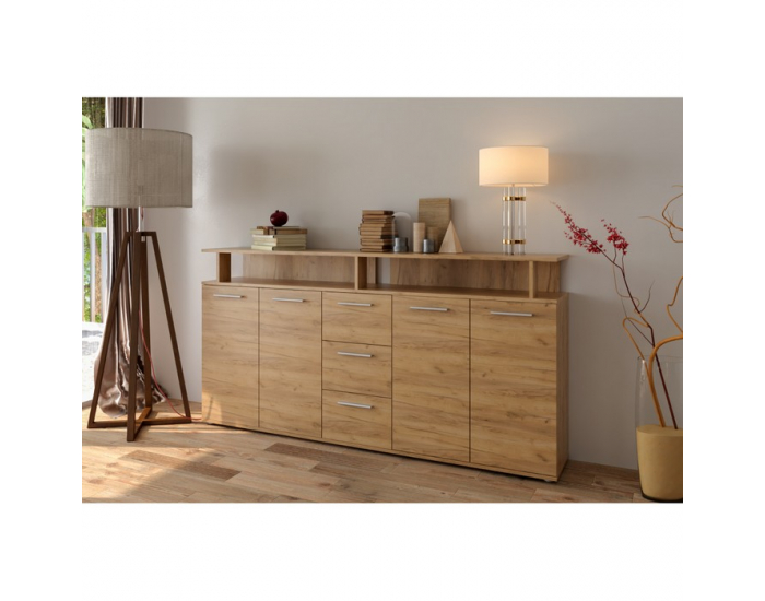 Štvordverová komoda so zásuvkami Albi - dub artisan