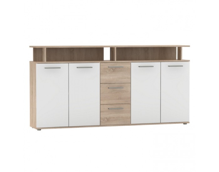 Štvordverová komoda so zásuvkami Albi - dub sonoma / biela