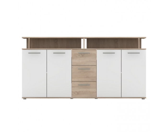 Štvordverová komoda so zásuvkami Albi - dub sonoma / biela