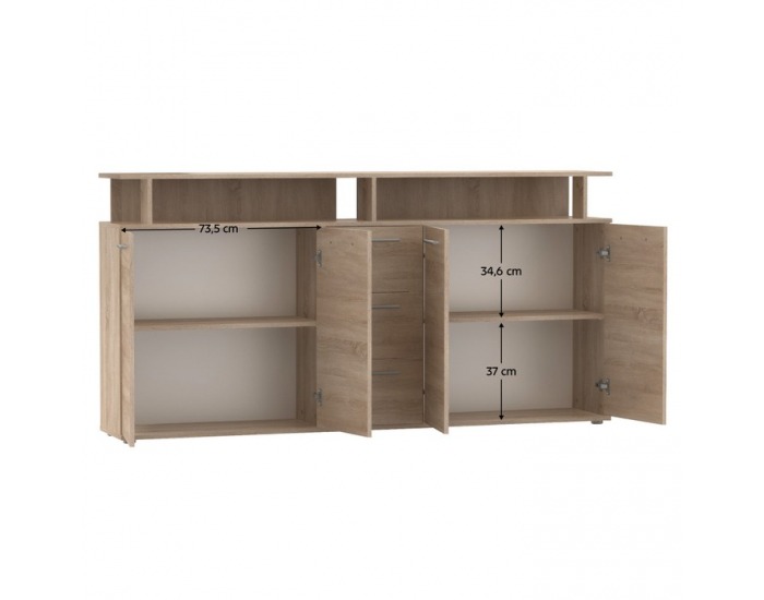 Štvordverová komoda so zásuvkami Albi - dub sonoma