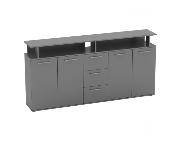 Štvordverová komoda so zásuvkami Albi - grafit