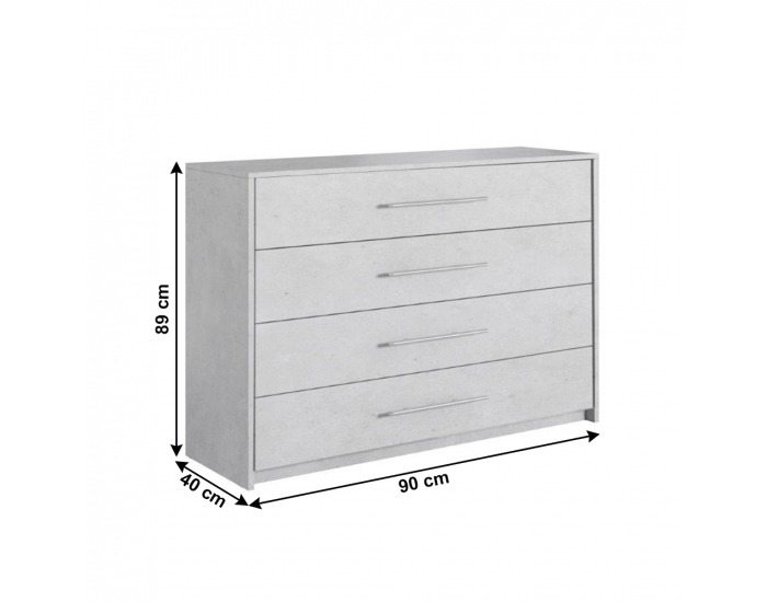 Zásuvková komoda Alden 4S - sivý betón