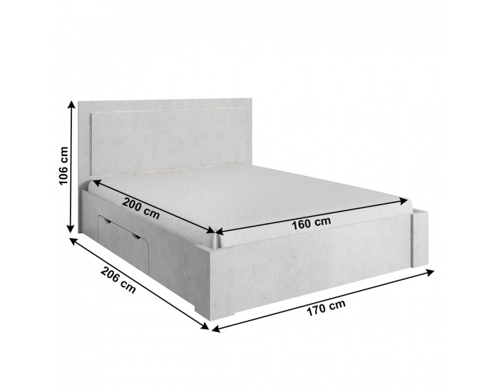 Spálňová zostava Alden - sivý betón