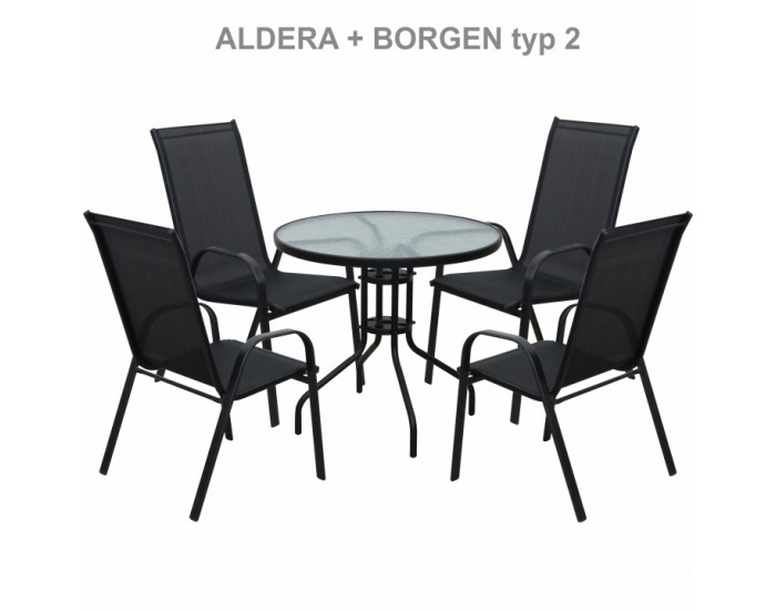 Záhradná stolička Aldera - tmavosivá / čierna
