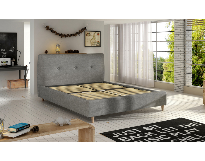 Čalúnená manželská posteľ s roštom Alegro 160 - svetlosivá