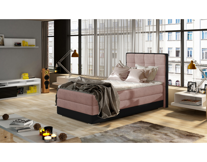 Čalúnená jednolôžková posteľ Alessandra 90 L - ružová / čierna