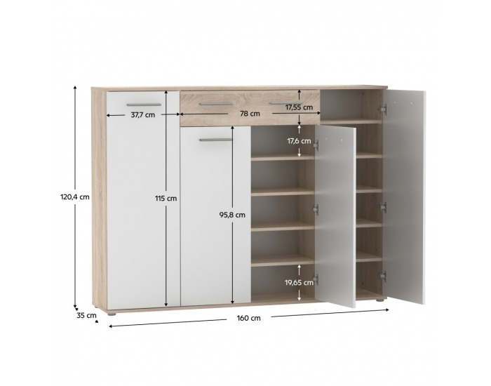 Botník (skrinka na topánky) Alexis - dub sonoma / biela