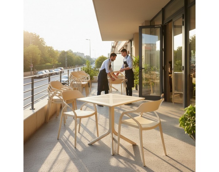 Stohovateľná stolička Alfio - sivohnedá (taupe)