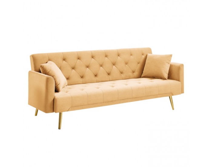 Rozkladacia pohovka Alisia - horčicová Velvet / zlatá