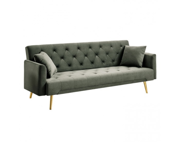 Rozkladacia pohovka Alisia - tmavozelená Velvet / zlatá