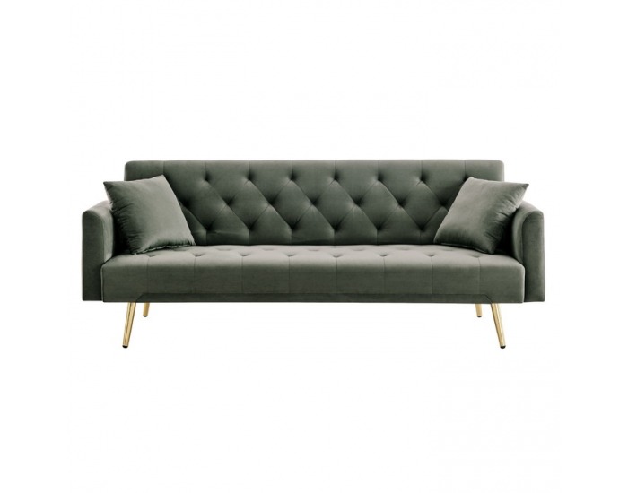 Rozkladacia pohovka Alisia - tmavozelená Velvet / zlatá