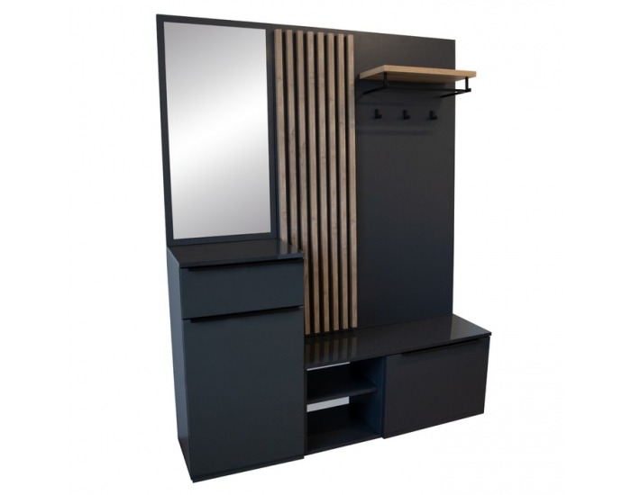 Predsieň Aliva V2 - antracit extra vysoký lesk HG / dub artisan