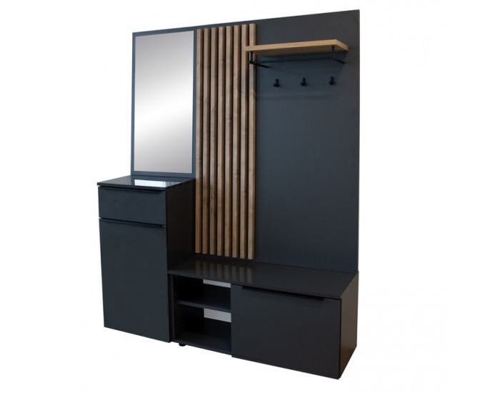 Predsieň Aliva V2 - antracit extra vysoký lesk HG / dub artisan