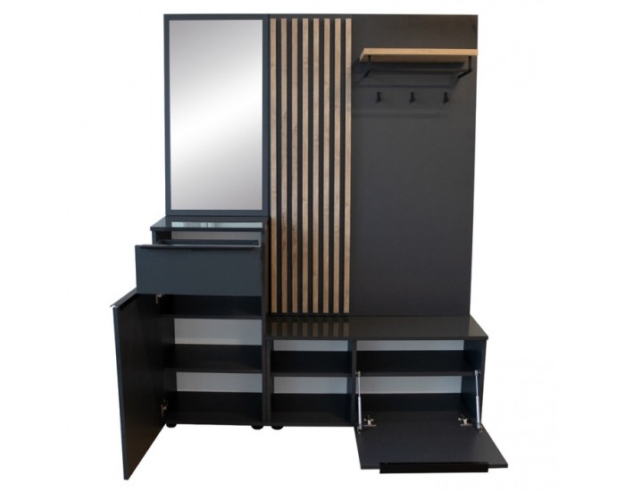 Predsieň Aliva V2 - antracit extra vysoký lesk HG / dub artisan