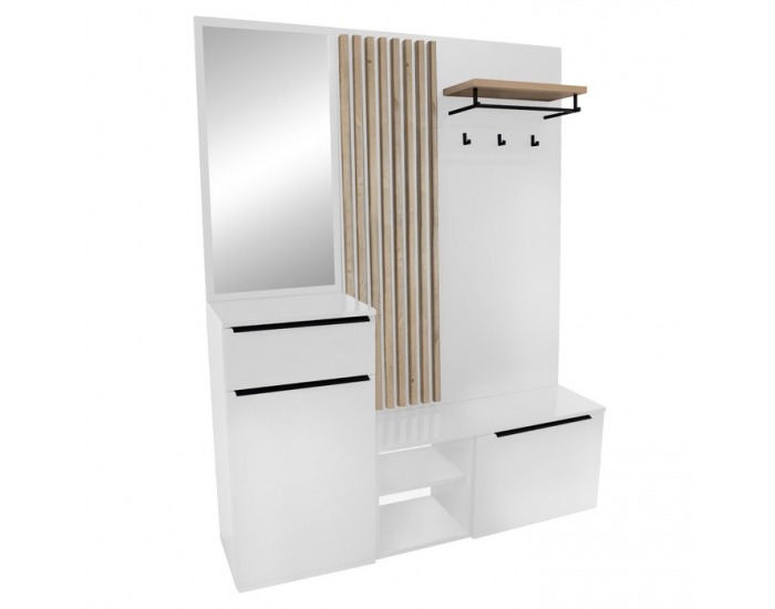 Predsieň Aliva V2 - biela extra vysoký lesk HG / dub artisan