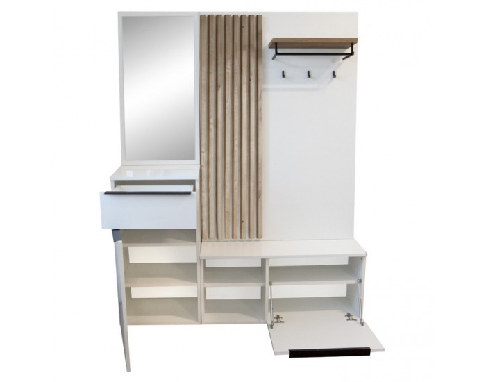 Predsieň Aliva V2 - biela extra vysoký lesk HG / dub artisan