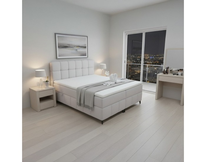 Boxspringová manželská posteľ Alma 140x200 cm - svetlosivá