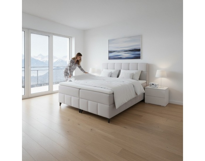 Boxspringová manželská posteľ Alma 140x200 cm - svetlosivá