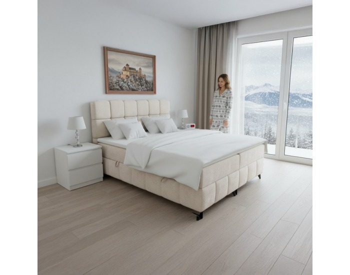 Boxspringová manželská posteľ Alma 160x200 cm - béžová