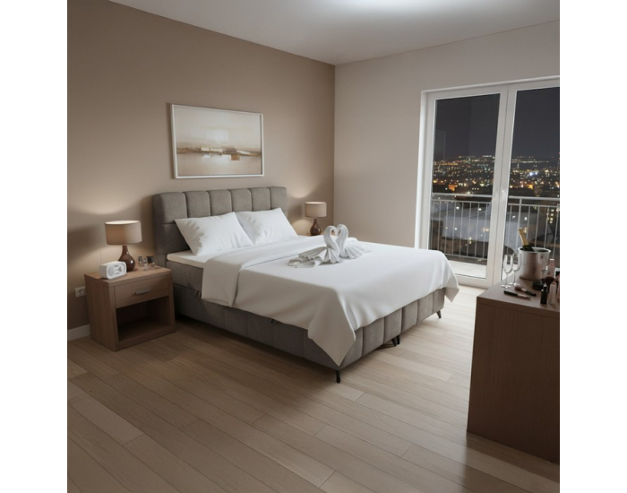Boxspringová manželská posteľ Alma 160x200 cm - hnedosivá (taupe)