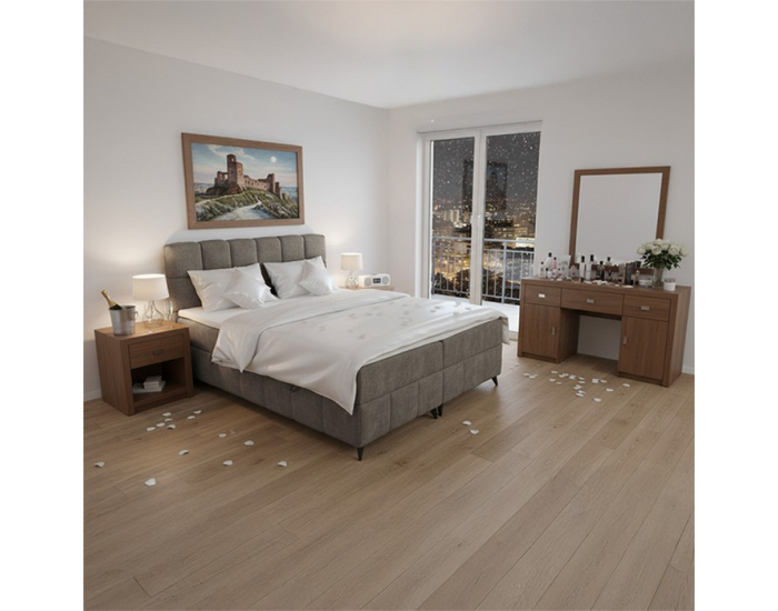 Boxspringová manželská posteľ Alma 160x200 cm - hnedosivá (taupe)