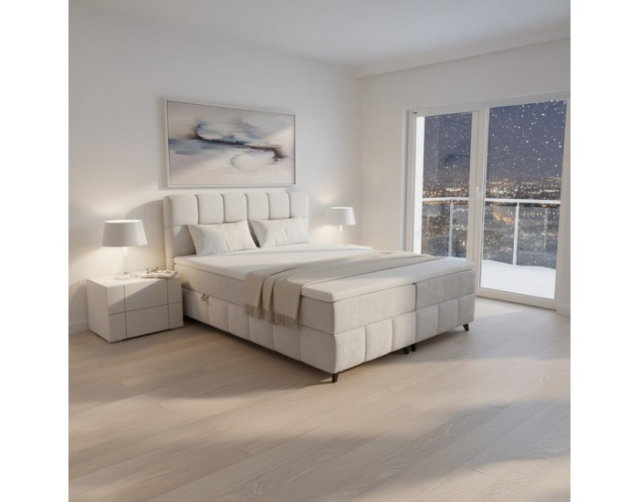 Boxspringová manželská posteľ Alma 180x200 cm - béžová