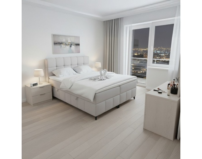 Boxspringová manželská posteľ Alma 180x200 cm - svetlosivá