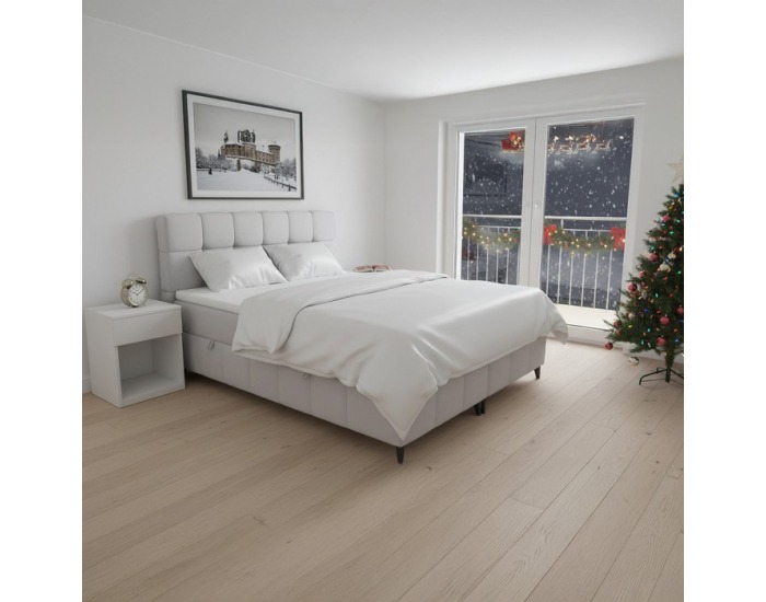 Boxspringová manželská posteľ Alma 180x200 cm - svetlosivá